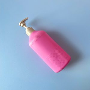 Chai Hồng sọc HDPE vòi nhấn nâu trơn