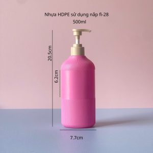 Chai Hồng sọc hdpe vòi nhấn nâu nhám