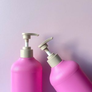 Chai Hồng sọc hdpe vòi nhấn nâu nhám