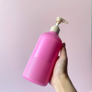 Chai Hồng sọc hdpe vòi nhấn nâu nhám