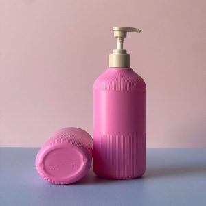 Chai Hồng sọc hdpe vòi nhấn nâu nhám