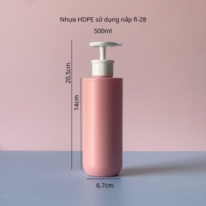 Chai HDPE Hồng Vai ngang đáy bầu nắp dẹp trắng
