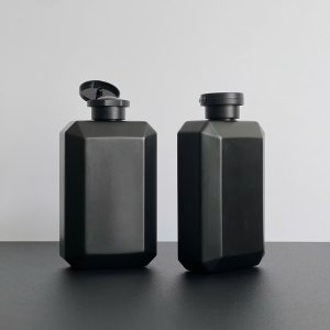 Chai HDPE Vuông Đen nắp bật Đen Nhám