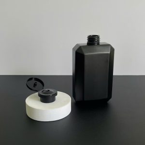 Chai HDPE Vuông Đen nắp bật Đen Nhám