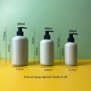 Chai HDPE tròn xanh vòi nhấn sóng sọc đen