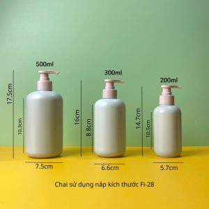 Chai HDPE tròn xanh vòi nhấn sóng nâu trơn
