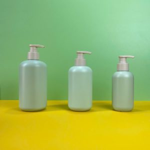Chai HDPE xanh tròn vòi nhấn sóng nâu nhám