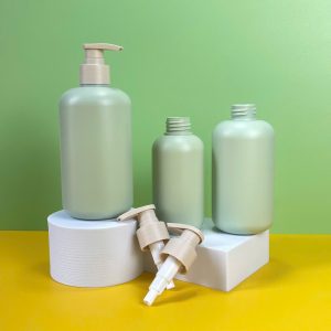Chai HDPE xanh tròn vòi nhấn sóng nâu nhám