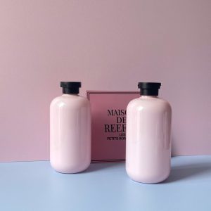 Chai PET Hồng nắp bật đen nhám 500ml