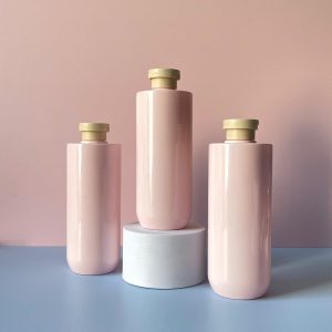 Chai PET Hồng vai ngang đáy bầu nắp bật Nâu 500ml