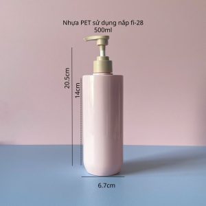 Chai PET hồng vai ngang vòi nhấn sóng nhám nâu