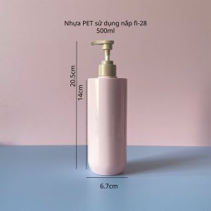 Chai PET Hồng vai ngang vòi nhấn sóng trơn Nâu