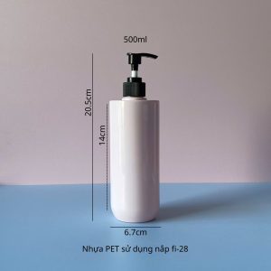 Chai PET hồng vai ngang vòi nhấn sóng đen