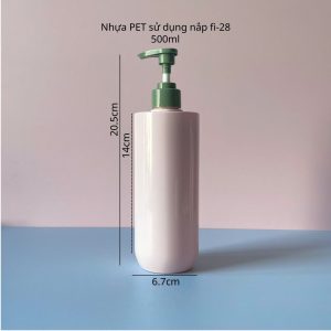 Chai PET hồng vai ngang vòi nhấn sóng xanh đậm