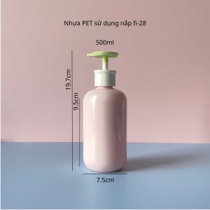 Chai Hồng PET vòi nhấn dẹp Xanh