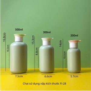 Chai HDPE xanh tròn vòi nhấn dẹp