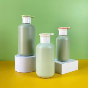 Chai HDPE xanh tròn vòi nhấn dẹp