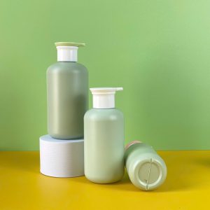 Chai HDPE xanh tròn vòi nhấn dẹp