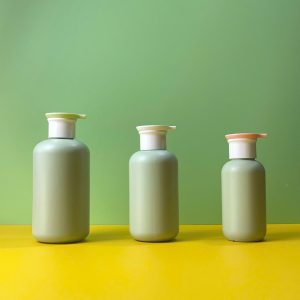 Chai HDPE xanh tròn vòi nhấn dẹp