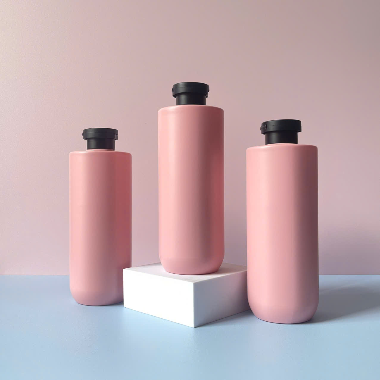 Chai HDPE vai ngang đáy bầu nắp bật