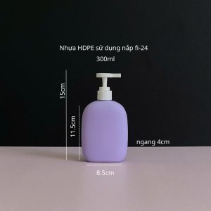 Chai HDPE thân tròn tím nắp dẹp trắng