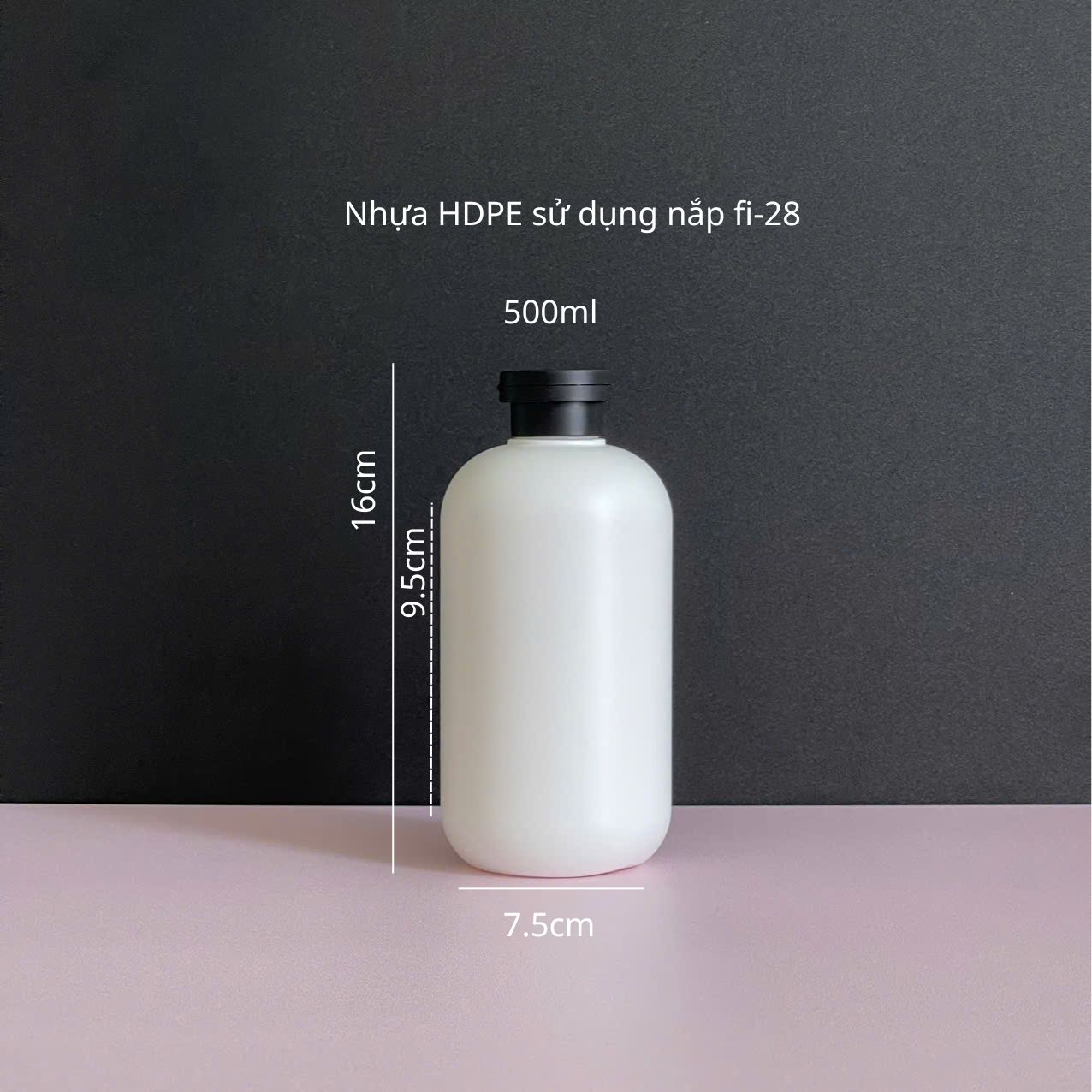 chai-hdpe-trang-tron-nap-bat-den-500ml Chai HDPE tròn trắng nắp bật đen