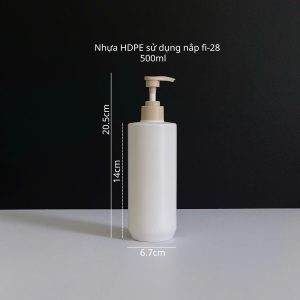 Chai HDPE trắng vai ngang vòi nhấn nâu nhám