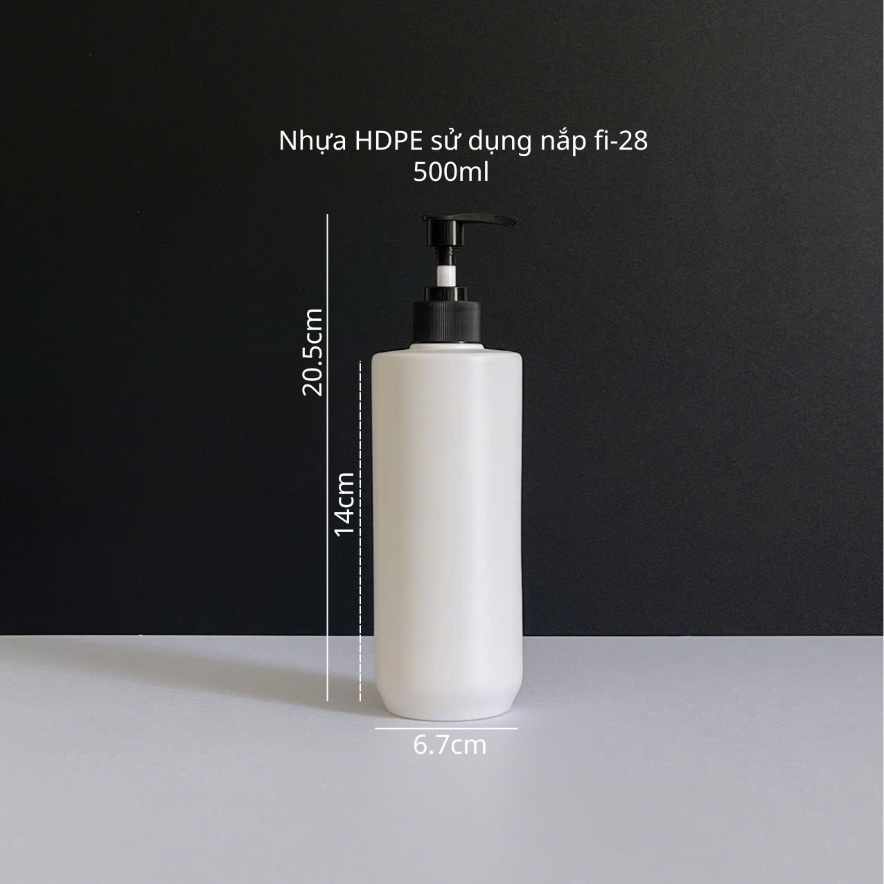 Chai HDPE trắng vai ngang vòi nhấn sọc
