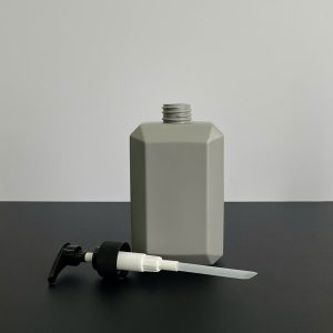 Chai HDPE Vuông Xám vòi nhấn Sọc Đen