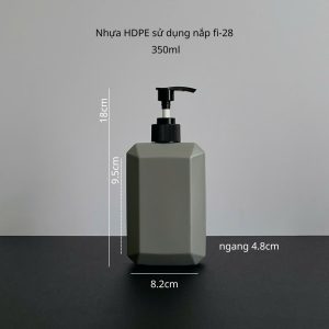 Chai HDPE Vuông Xám vòi nhấn Sọc Đen