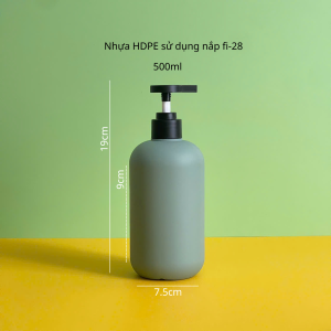 Chai HDPE tròn xanh đậm vòi nhấn dẹp đen
