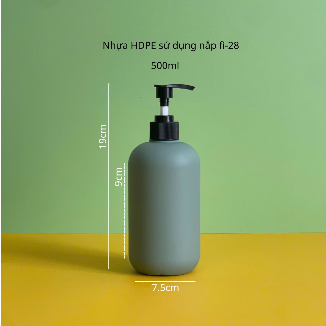 Chai HDPE xanh đậm vòi nhấn sóng đen