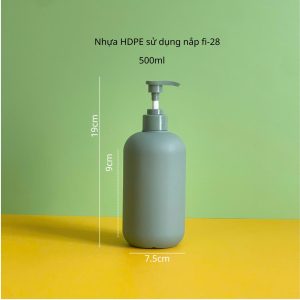 Chai HDPE tròn xanh đậm vòi nhấn sóng xanh trơn