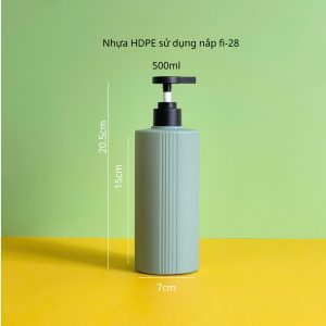 Chai HDPE sọc xanh đậm vòi nhấn dẹp đen