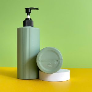 Chai HDPE sọc xanh đậm vòi nhấn sóng đen
