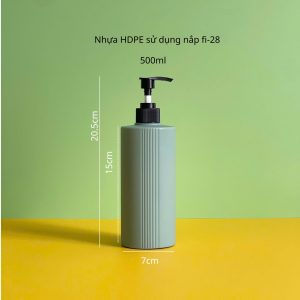 Chai HDPE sọc xanh đậm vòi nhấn sóng đen