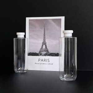 Chai PET vai ngangtrong suốt nắp trắng 500ml