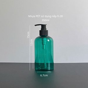 Chai PET xanh ngọc vòi nhấn sóng đen