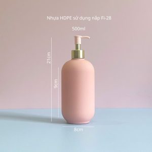 Chai HDPE hồng hình trụ vòi nhấn kẹp hồng