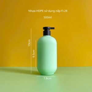 Chai đựng sữa tắm xanh hình trụ chất liệu HDPE vòi nhấn dẹp
