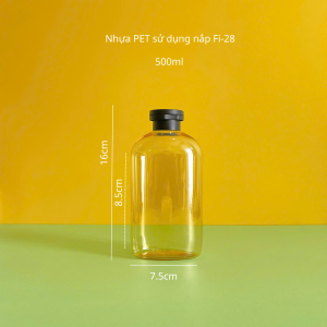 Chai đựng sữa tắm vàng trong vai PET nắp bật đen