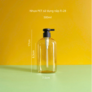 Chai đựng sữa tắm vàng trong PET vòi nhấn đen nhám