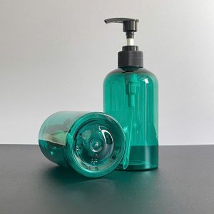 Chai PET xanh ngọc vòi nhấn sóng đen