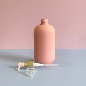 Chai HDPE hồng hình trụ vòi nhấn kẹp hồng