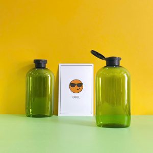 Chai đựng dầu gội PET xanh ngọc vòi nhấn dẹp