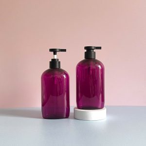 Chai PET Tím Tròn Vòi Nhấn Đen Nhám 500ml