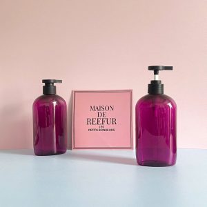 Chai PET Tím Tròn Vòi Nhấn Đen Nhám 500ml