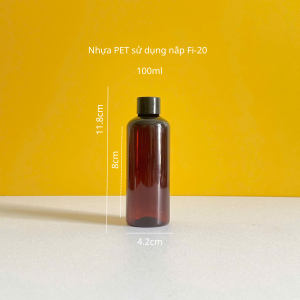 Chai Nhựa PET Nâu Đen 100ml Nắp Vặn