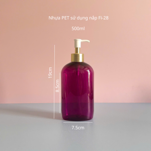 Chai PET tím tròn vòi nhấn nhọn trắng 500ml