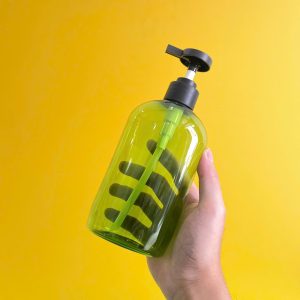 Chai đựng dầu gội PET xanh ngọc vòi nhấn dẹp 500ml